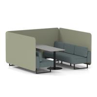 Brixworth 6 Seater Bench Booth With Black Legs And Grey Table With Black Leg In Main Line Flax Fabric - Newbury Panels And Westminster Sofa