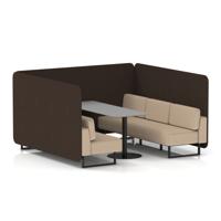 Brixworth 6 Seater Bench Booth With Black Legs And Grey Table With Black Leg In Synergy Fabric - Wed Panels And Affix Sofa