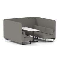 Brixworth 6 Seater Bench Booth With Black Legs And White Table With Black Leg In X2 Fabric - Number Panels And Sofa