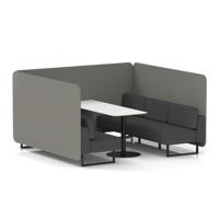 Brixworth 6 Seater Bench Booth With Black Legs And White Table With Black Leg In X2 Fabric - Number Panels And Arithmetic Sofa