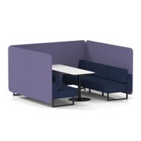 Brixworth 6 Seater Bench Booth With Black Legs And White Table With Black Leg In Synergy Fabric - Order Panels And Alike Sofa