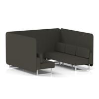 Brixworth 6 Seater Bench Booth With White Legs In Main Line Flax Fabric - Temple Panels And Sofa