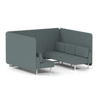 Brixworth 6 Seater Bench Booth With White Legs In Main Line Flax Fabric - Westminster Panels And Sofa