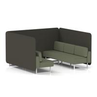 Brixworth 6 Seater Bench Booth With White Legs In Main Line Flax Fabric - Temple Panels And Monument Sofa