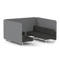 Brixworth 6 Seater Bench Booth With White Legs In Synergy Fabric - Partner Panels And Mix Sofa