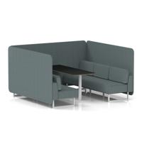Brixworth 6 Seater Bench Booth With White Legs And Black Table With White Leg In Main Line Flax Fabric - Westminster Panels And Sofa