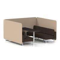 Brixworth 6 Seater Bench Booth With White Legs And Black Table With White Leg In Synergy Fabric - Affix Panels And Wed Sofa