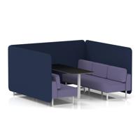 Brixworth 6 Seater Bench Booth With White Legs And Black Table With White Leg In Synergy Fabric - Alike Panels And Order Sofa