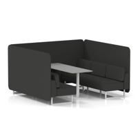 Brixworth 6 Seater Bench Booth With White Legs And Grey Table With White Leg In Synergy Fabric - Mix Panels And Sofa