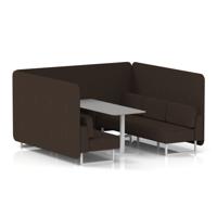 Brixworth 6 Seater Bench Booth With White Legs And Grey Table With White Leg In Synergy Fabric - Wed Panels And Sofa