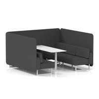 Brixworth 6 Seater Bench Booth With White Legs And White Table With White Leg In X2 Fabric - Arithmetic Panels And Sofa