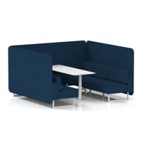 Brixworth 6 Seater Bench Booth With White Legs And White Table With White Leg In X2 Fabric - Calculus Panels And Sofa