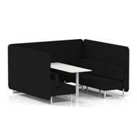 Brixworth 6 Seater Bench Booth With White Legs And White Table With White Leg In X2 Fabric - Diameter Panels And Sofa
