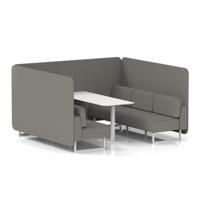 Brixworth 6 Seater Bench Booth With White Legs And White Table With White Leg In X2 Fabric - Number Panels And Sofa