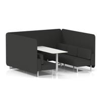 Brixworth 6 Seater Bench Booth With White Legs And White Table With White Leg In Synergy Fabric - Mix Panels And Sofa