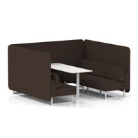 Brixworth 6 Seater Bench Booth With White Legs And White Table With White Leg In Synergy Fabric - Wed Panels And Sofa
