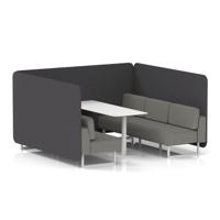 Brixworth 6 Seater Bench Booth With White Legs And White Table With White Leg In X2 Fabric - Arithmetic Panels And Number Sofa