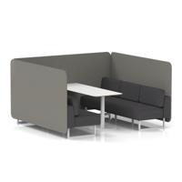Brixworth 6 Seater Bench Booth With White Legs And White Table With White Leg In X2 Fabric - Number Panels And Arithmetic Sofa