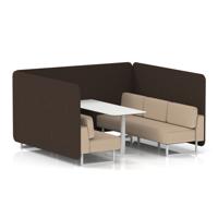 Brixworth 6 Seater Bench Booth With White Legs And White Table With White Leg In Synergy Fabric - Wed Panels And Affix Sofa