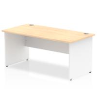 Impulse Straight Office Desk W1600 x D800 x H730mm Panel End Leg Maple Finish White Frame  - TT000111