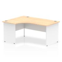 Dynamic Impulse 1600mm Left Crescent Desk Maple Top White Panel End Leg TT000113
