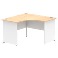 Impulse Corner Office Desk W1200 x D1200 x H730mm Panel End Leg Maple Finish White Frame - TT000128