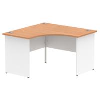Impulse Corner Office Desk W1200 x D1200 x H730mm Panel End Leg Oak Finish White Frame - TT000129