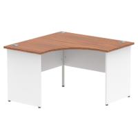 Impulse Corner Office Desk W1200 x D1200 x H730mm Panel End Leg Walnut Finish White Frame - TT000130