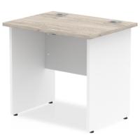 Impulse Straight Office Desk W800 x D600 x H730mm Panel End Leg Grey Oak Finish White Frame  - TT000147