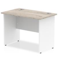 Impulse Straight Office Desk W1000 x D600 x H730mm Panel End Leg Grey Oak Finish White Frame  - TT000148