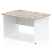 Impulse Straight Office Desk W1200 x D800 x H730mm Panel End Leg Grey Oak Finish White Frame  - TT000153
