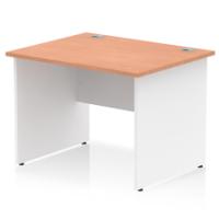 Impulse 1000 x 800mm Straight Office Desk Beech Top White Panel End Leg