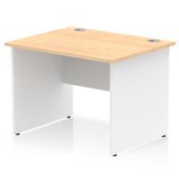Impulse 1000 x 800mm Straight Office Desk Maple Top White Panel End Leg