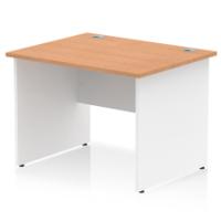 Impulse 1000 x 800mm Straight Office Desk Oak Top White Panel End Leg