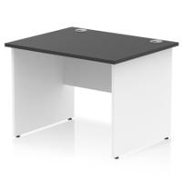 Impulse 1000 x 800mm Straight Office Desk Black Top White Panel End Leg