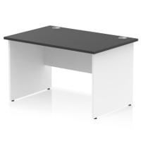 Impulse 1200 x 800mm Straight Office Desk Black Top White Panel End Leg