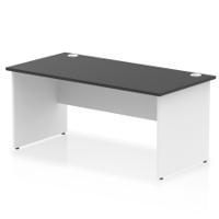 Impulse 1600 x 800mm Straight Office Desk Black Top White Panel End Leg