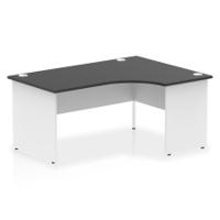 Impulse 1600mm Right Crescent Office Desk Black Top White Panel End Leg