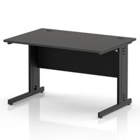 Impulse 1200 x 800mm Straight Office Desk Carbon Grey Top Black Cable Managed Leg