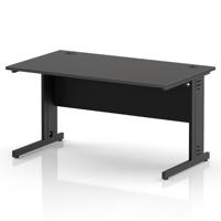 Impulse 1400 x 800mm Straight Office Desk Carbon Grey Top Black Cable Managed Leg
