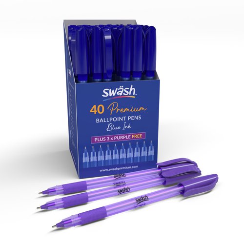 Swäsh Premium Triangular Ballpens With Rubber-Grip Blue Pack of 40