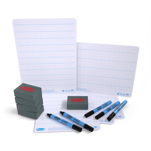 Show-me Pack of 5 Bubble Handwriting Scaffold Drywipe Boards, with Pens and Erasers