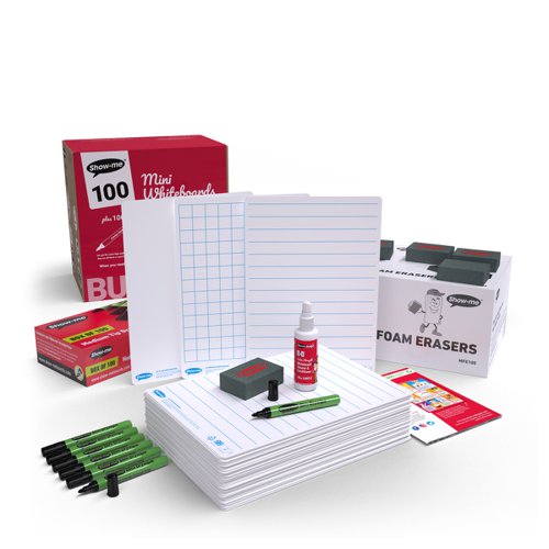 Show-me Multi Curriculum A4 Mini Whiteboards, Bulk Box, 100 Sets