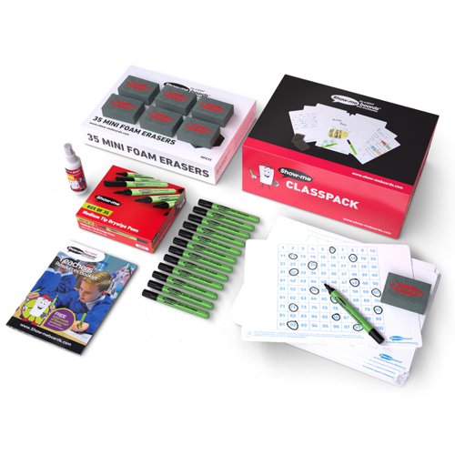 Show-me A4 Hundred Square Mini Whiteboards, Class Pack, 35 Sets