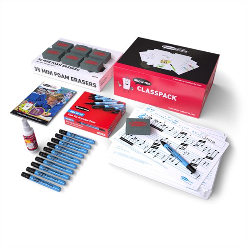 Show-me A4 Music Ruled Mini Whiteboards, Class Pack, 35 Sets