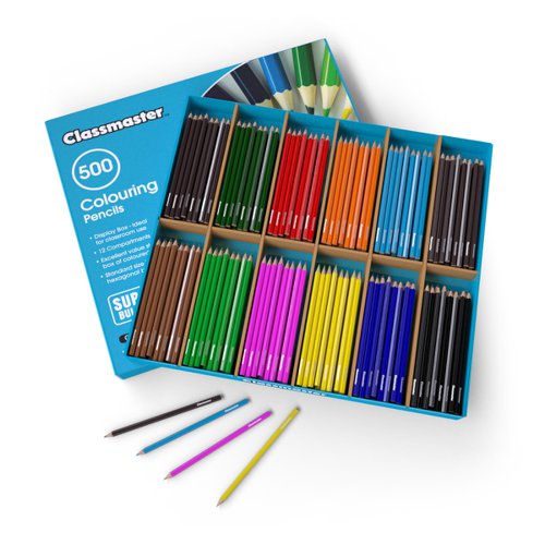 Classmaster Colouring Pencils, 12 Assorted Colours, Pack of 500