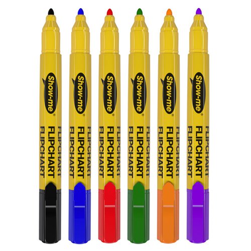 Show-me Show-Me Flipchart Markers Bullet-Tip Assorted (Pack of 6) FCM6A EG63432 Buy online at Office 5Star or contact us Tel 01594 810081 for assistance