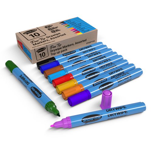Show-me Drywipe Marker Fine Tip Assorted (Pack of 10) FSDP10A