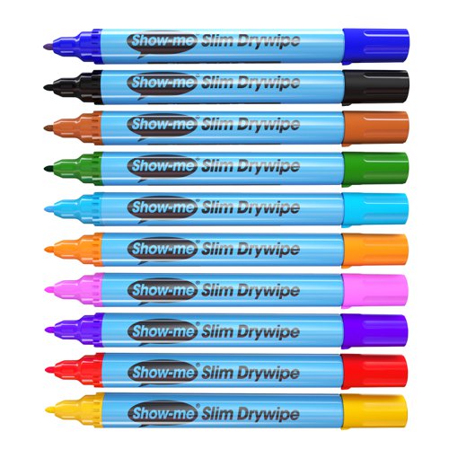 Show-me Drywipe Marker Fine Tip Assorted (Pack of 10) FSDP10A