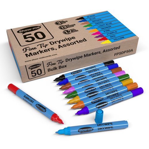 Show-me Drywipe Marker Fine Tip Assorted (Pack of 50) FPSDP50A